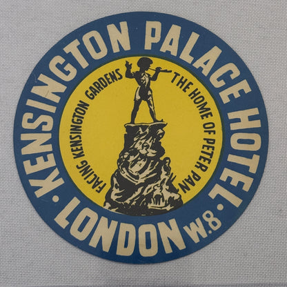 Vintage Hotel Travel Luggage Label Kensington Palace Hotel London England UK