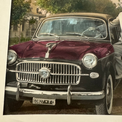 Vintage Photo Print Man with Automobile Car European