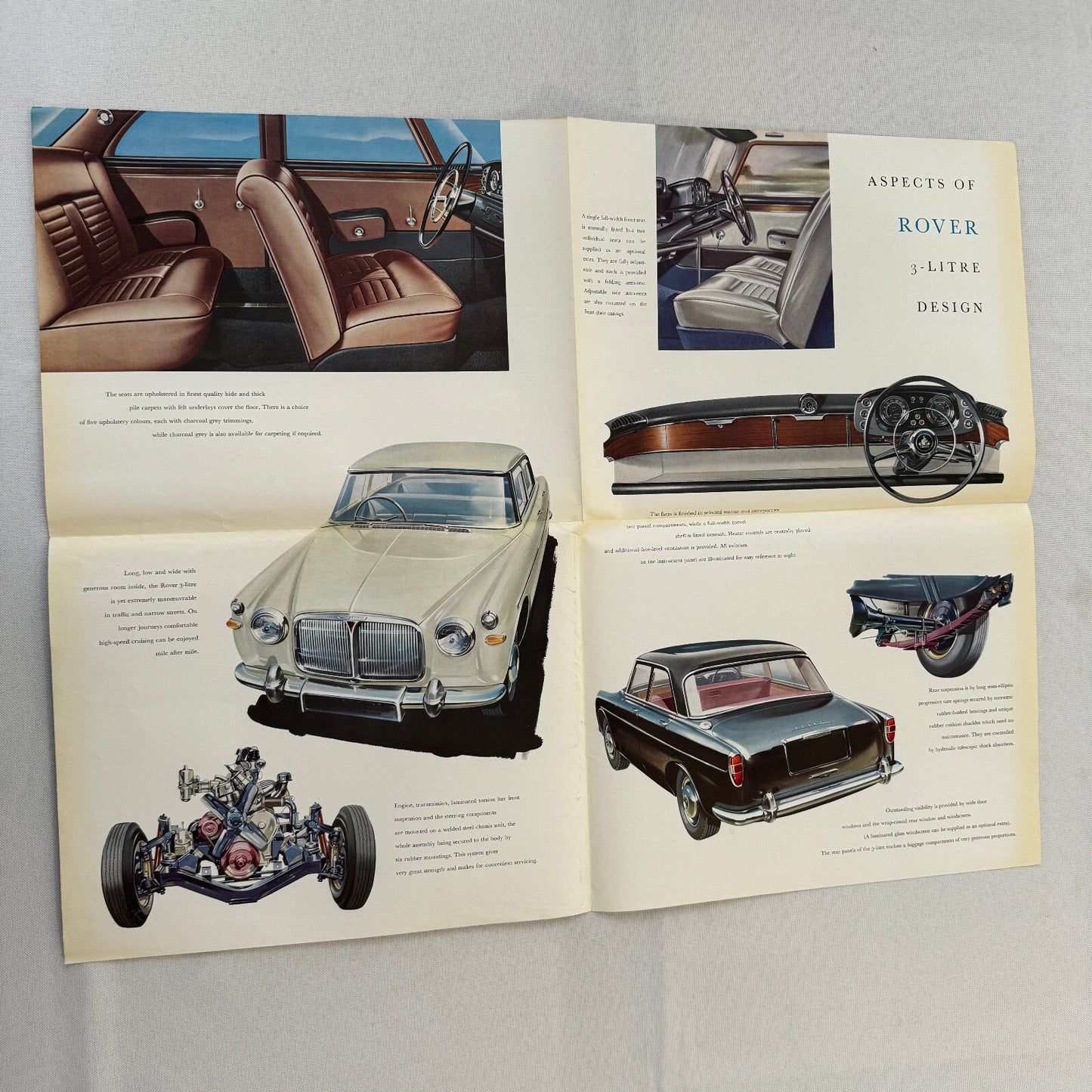 Rover 3 Litre Saloon Car Sales Brochure Catalog Vintage Advertising