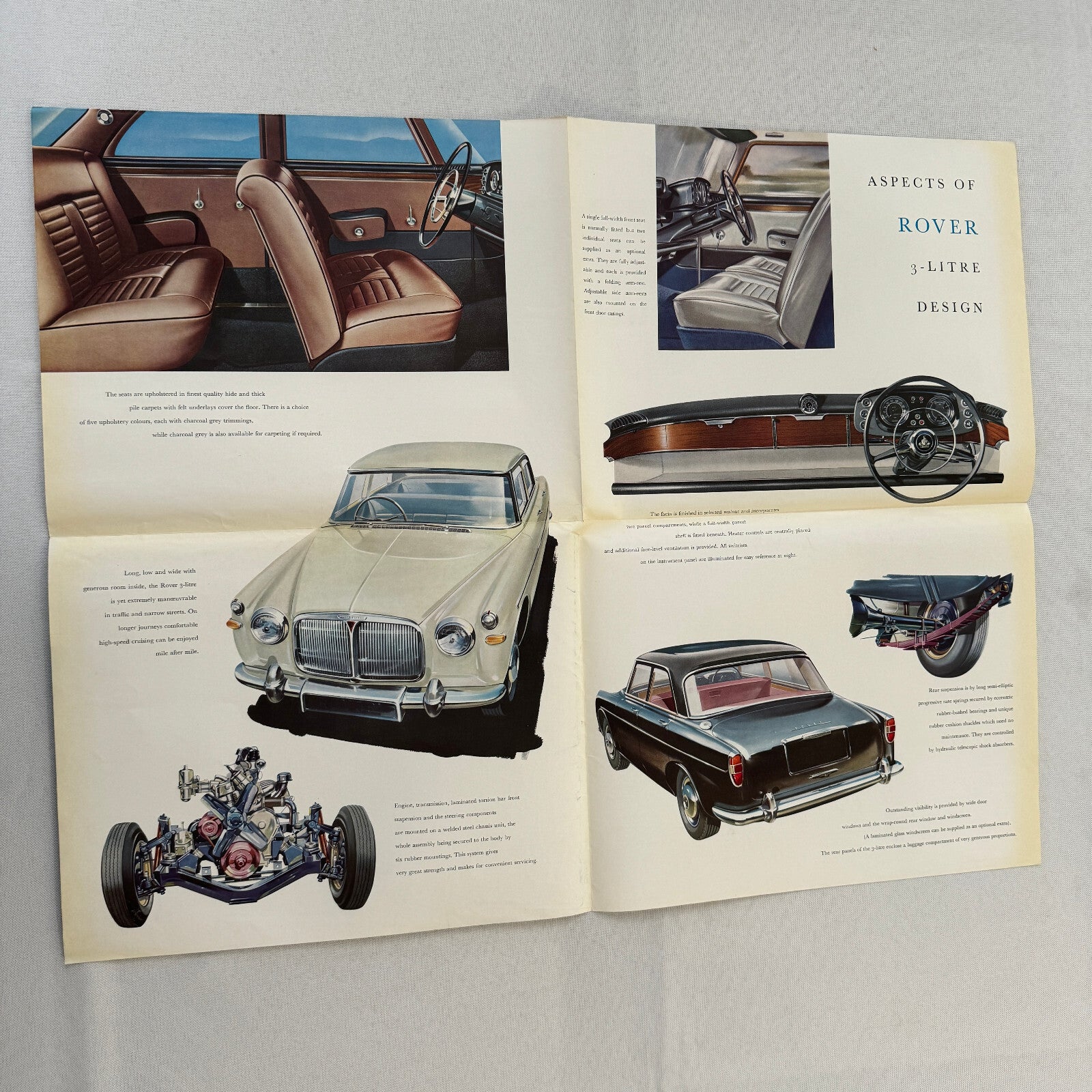 Rover 3 Litre Saloon Car Sales Brochure Catalog Vintage Advertising