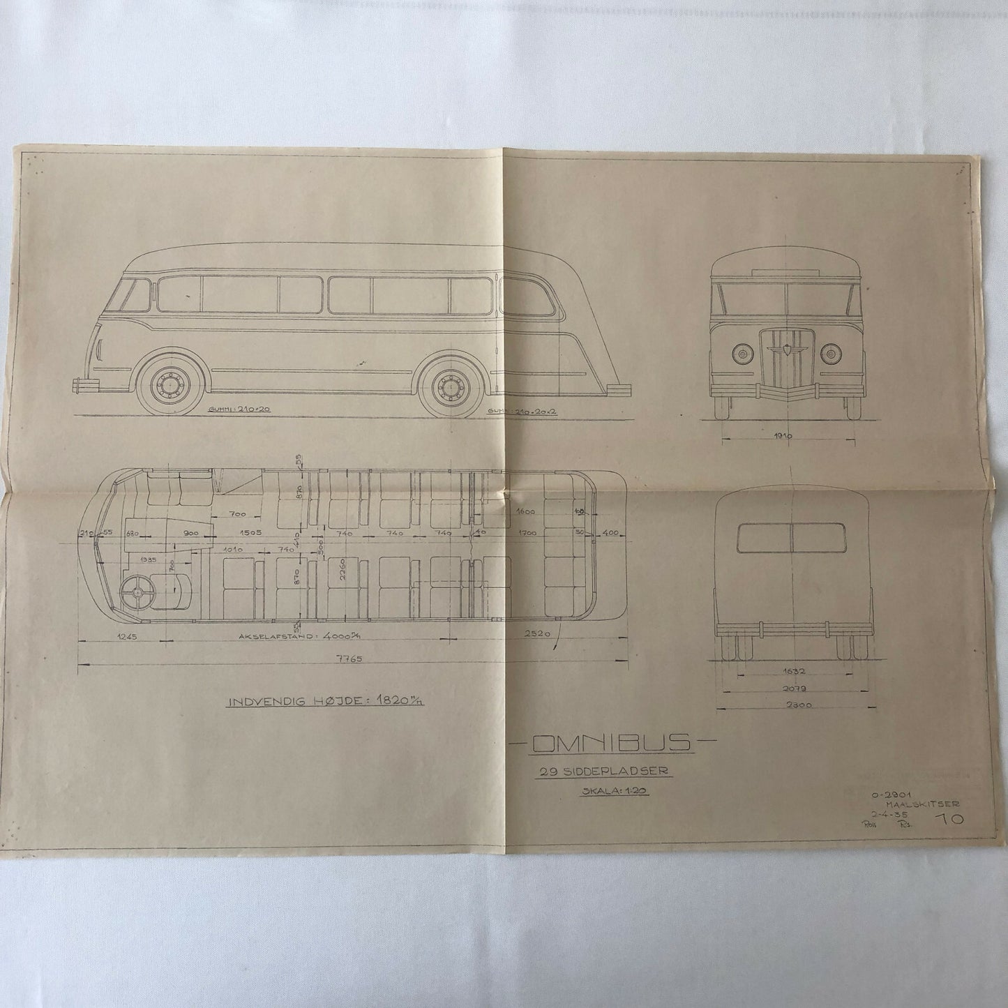 1935 Coachbuilder Bus Design Blueprint Rendering Blue Print Coach Bus Truck