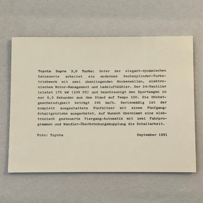 1991 1992 Toyota Supra Turbo Car Factory Press Photo Photograph Print