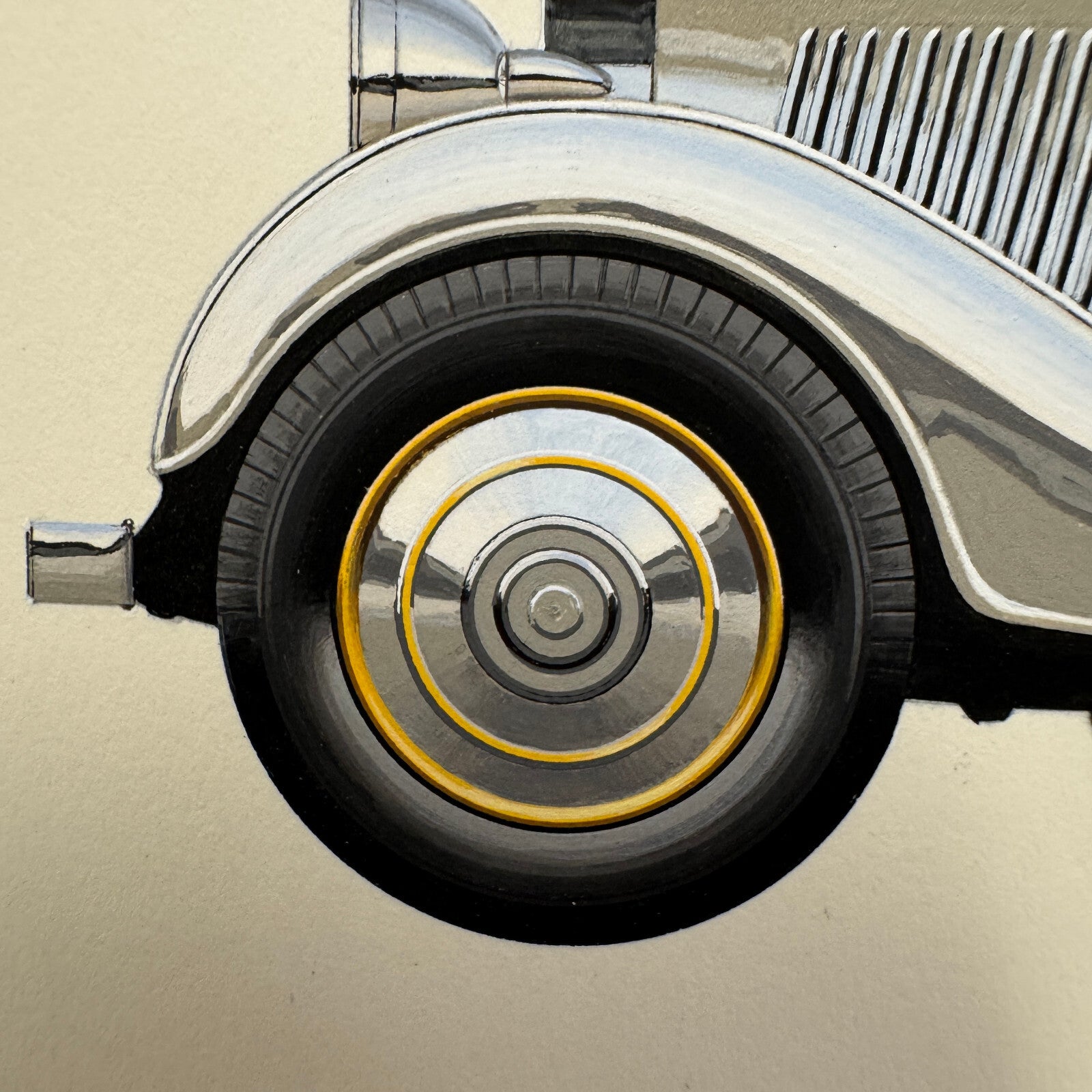 1934 Rolls Royce Phantom II Coachbuilder Cabriolet Car Illustration Art Drawing