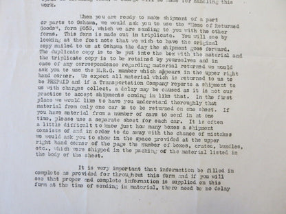 1919 Olds Motor Works of Canada Oldsmobile Factory Dealer Bulletin Letter 3 Page
