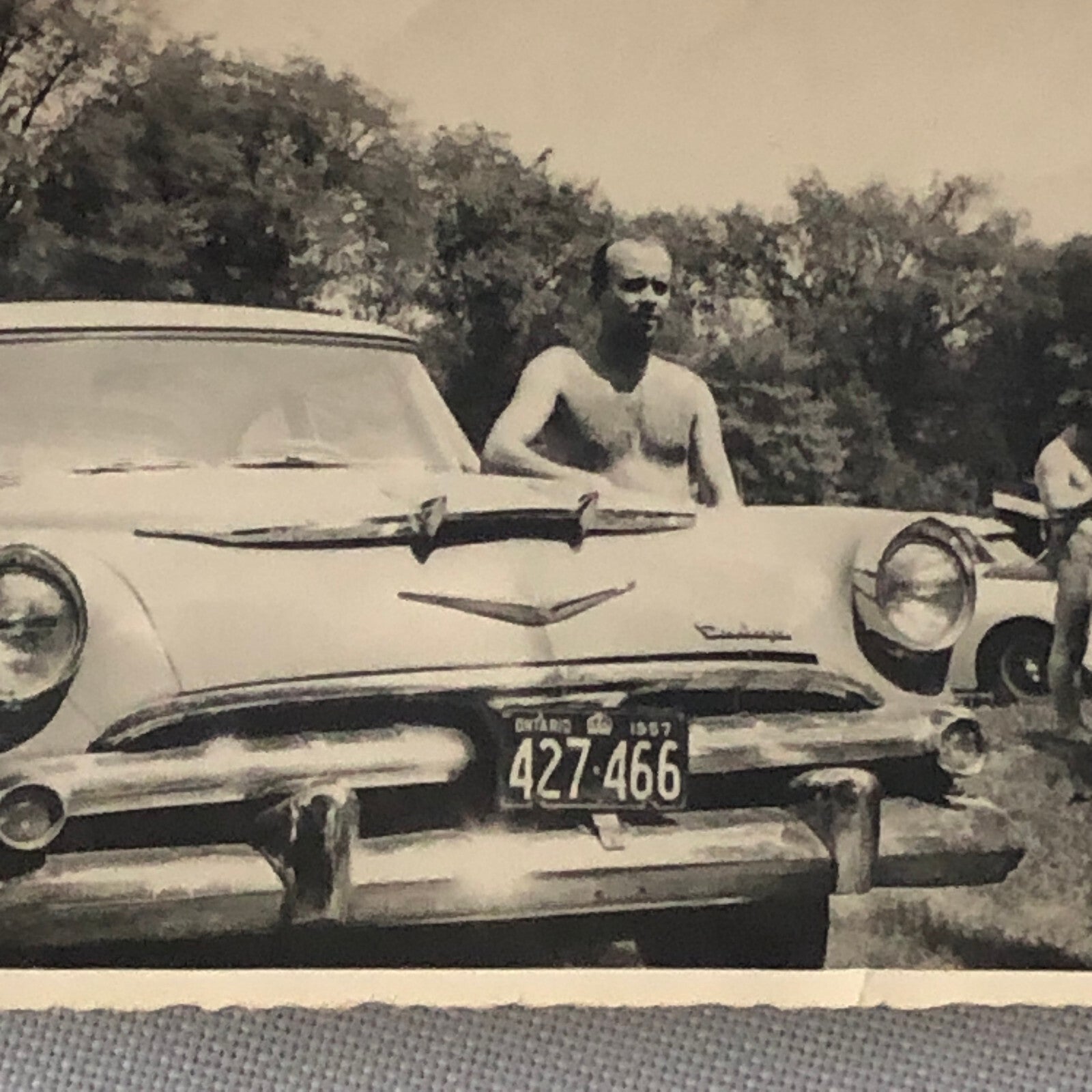 Vintage Photo Photograph Print Man with Car 1957 Ontario Canada Plate AL22SM2