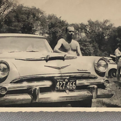 Vintage Photo Photograph Print Man with Car 1957 Ontario Canada Plate AL22SM2