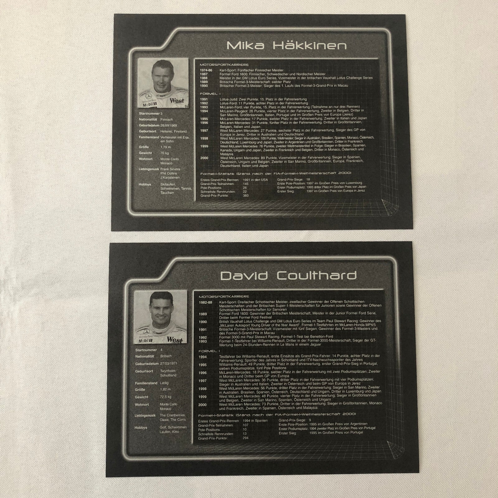 West McLaren Mercedes Press Kit Brochure Photos Mika Hakkinen David Coulthard +