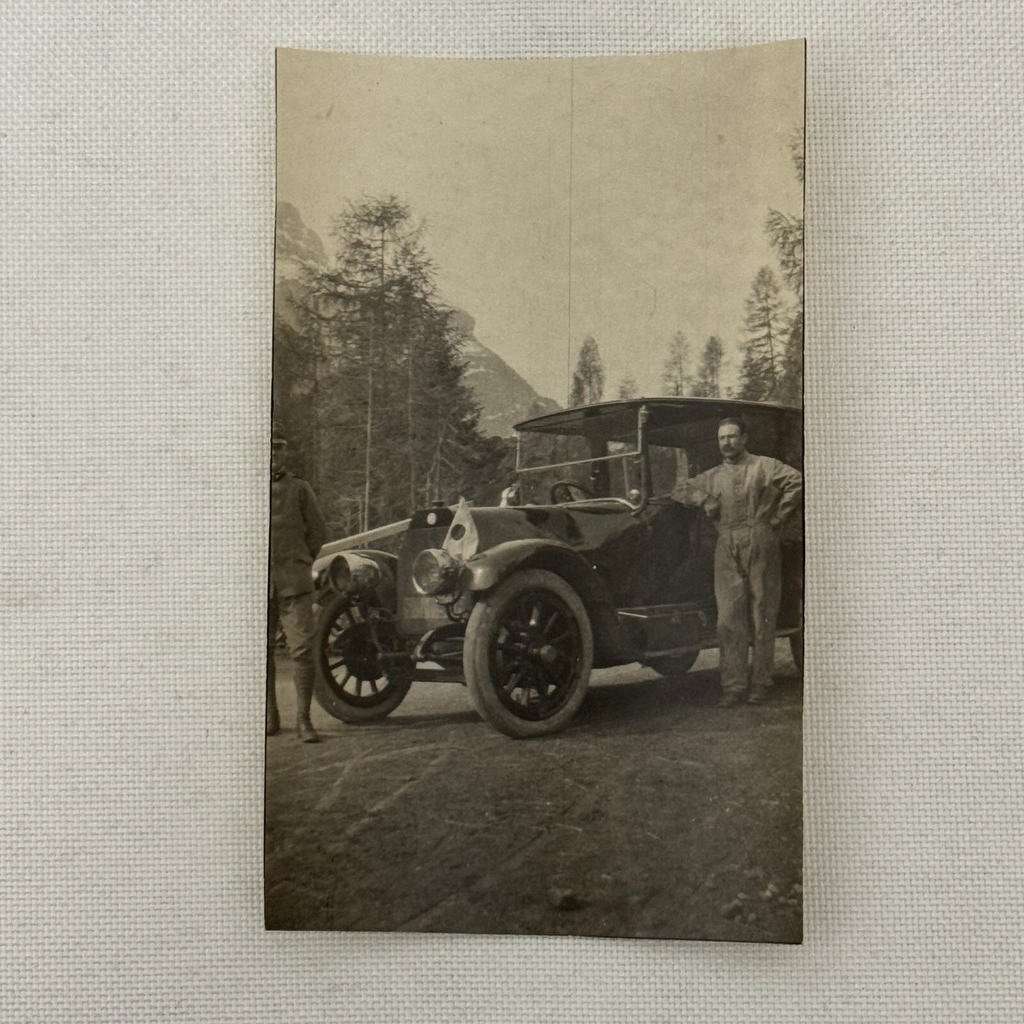 Vintage Photograph People with Antique Car Early Automobile