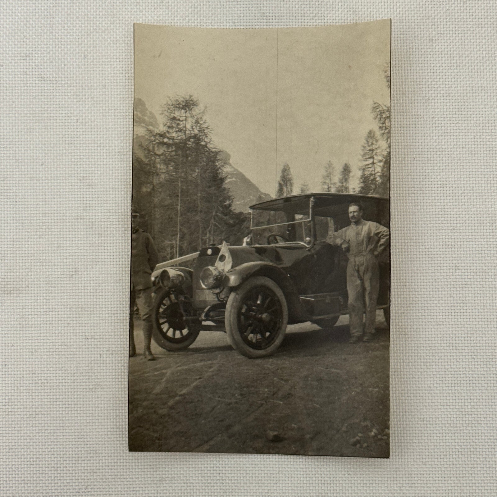 Vintage Photograph People with Antique Car Early Automobile