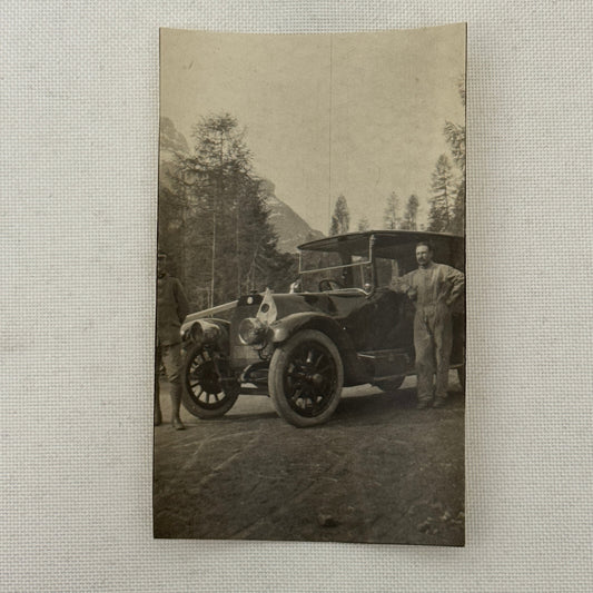 Vintage Photograph People with Antique Car Early Automobile