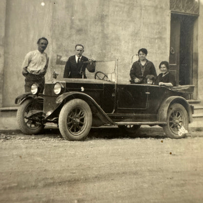 Vintage Photograph Photo Print Family with Early Car Automobile European