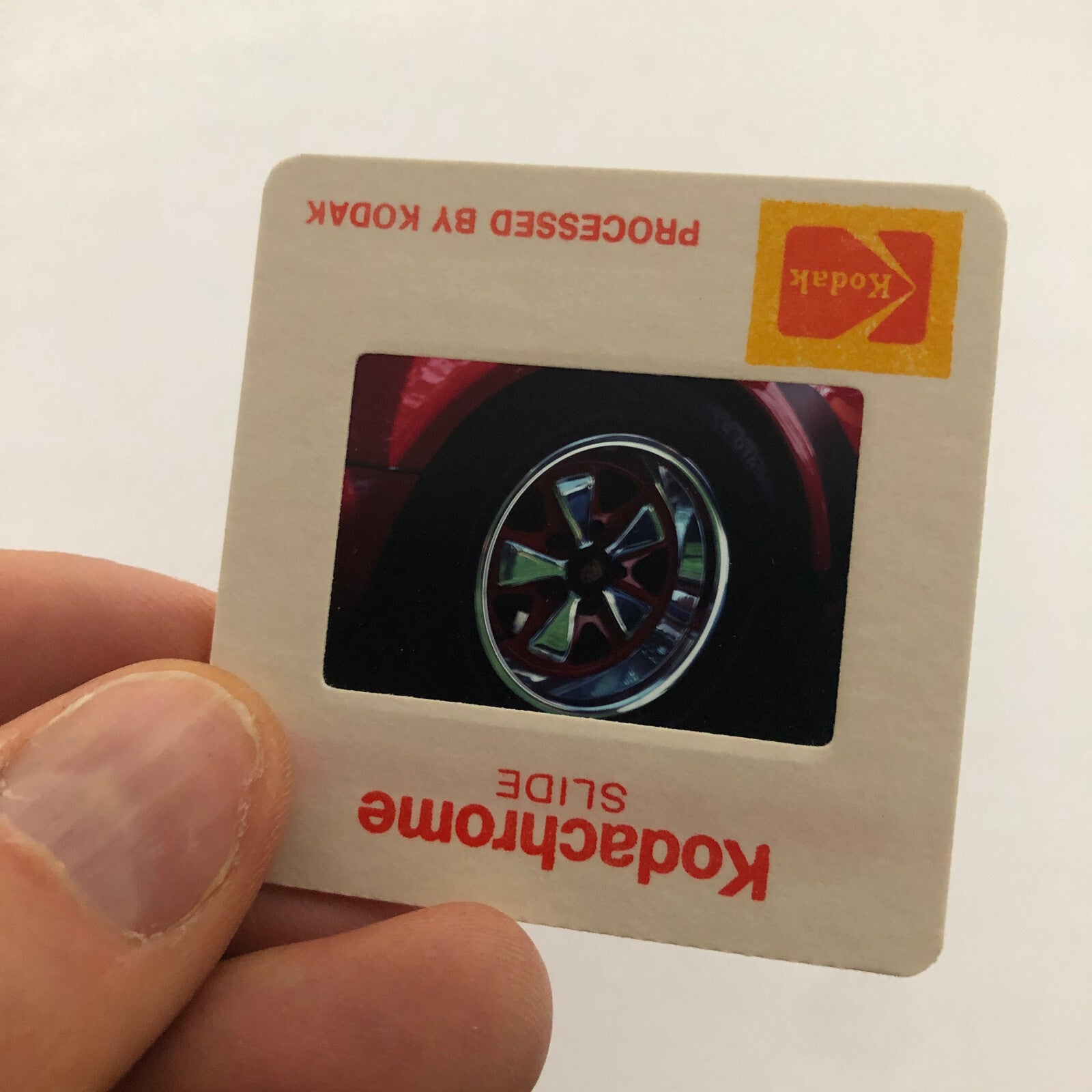 Porsche 911 Fuchs Wheel 35mm Photo Slide Vintage 1981