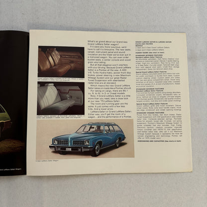1975 Pontiac Safari Station Wagon Sales Brochure Catalina Grand LeMans Astre