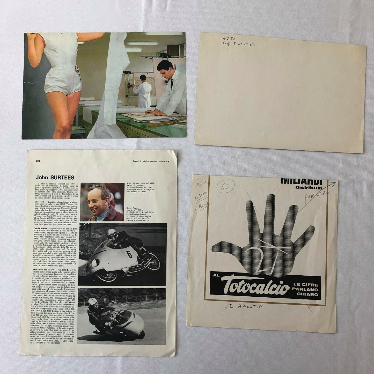 John Surtees Racing Magazine Clipping Photo Lot of 4 - Ferrari Motorcycle + 