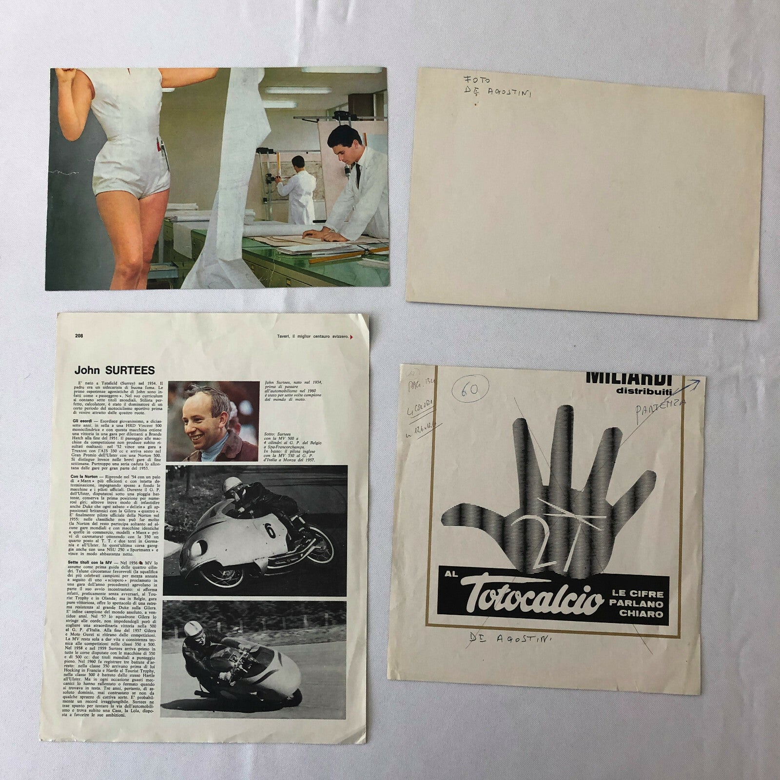 John Surtees Racing Magazine Clipping Photo Lot of 4 - Ferrari Motorcycle + 
