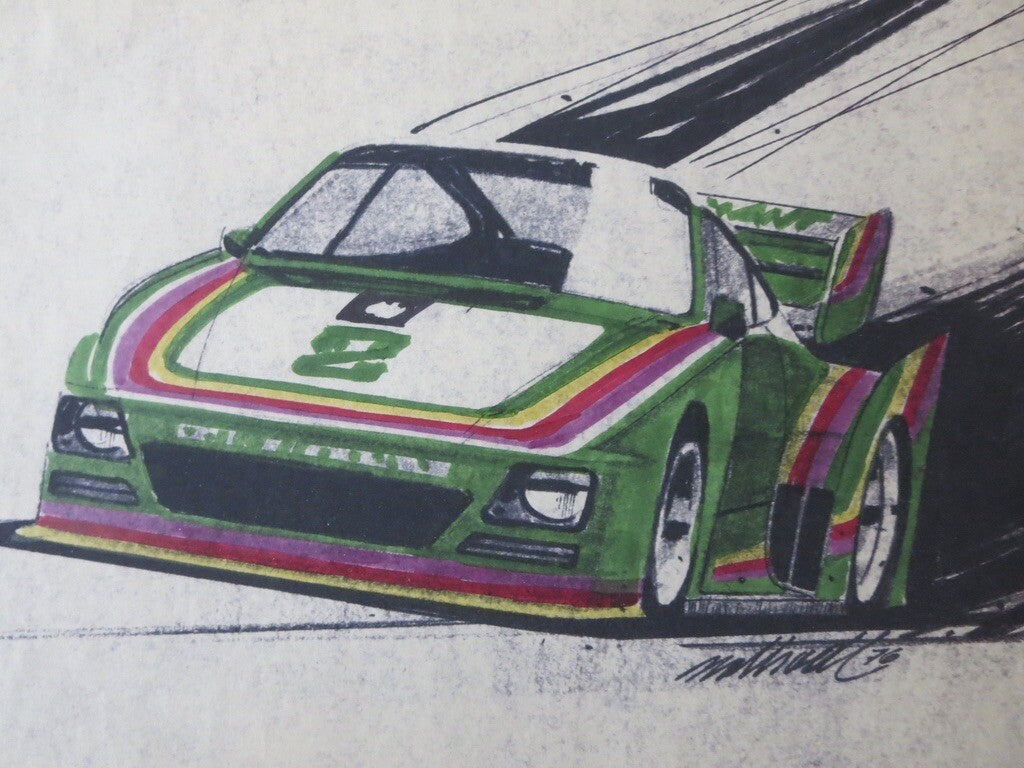 Porsche 935 Kremer Racing Design Sketch Drawing Art NOTTRODT Vintage 1976