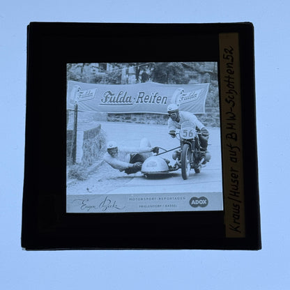 Glass Plate Lantern Slide Motorcycle Sidecar Racing Race German BMW Kraus Huser