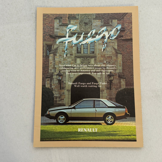 Renault Fuego Car Sales Brochure Catalog Vintage Advertising Car and Driver