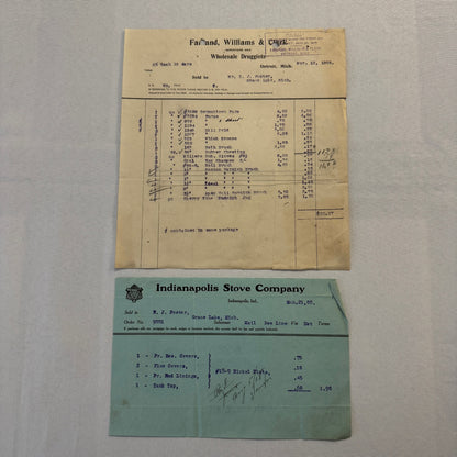 Antique Document Receipt Invoice Lot Farm Equipment Hardware Buggy Furniture 25+
