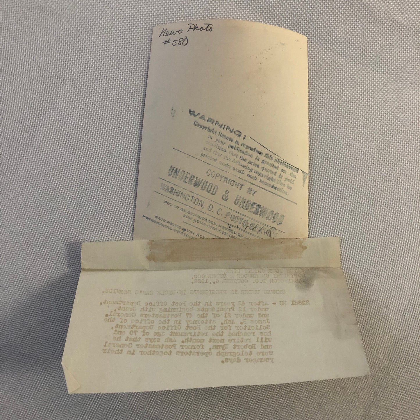 Press Photograph Photo Post Office Department Attorney Retires James R Ash