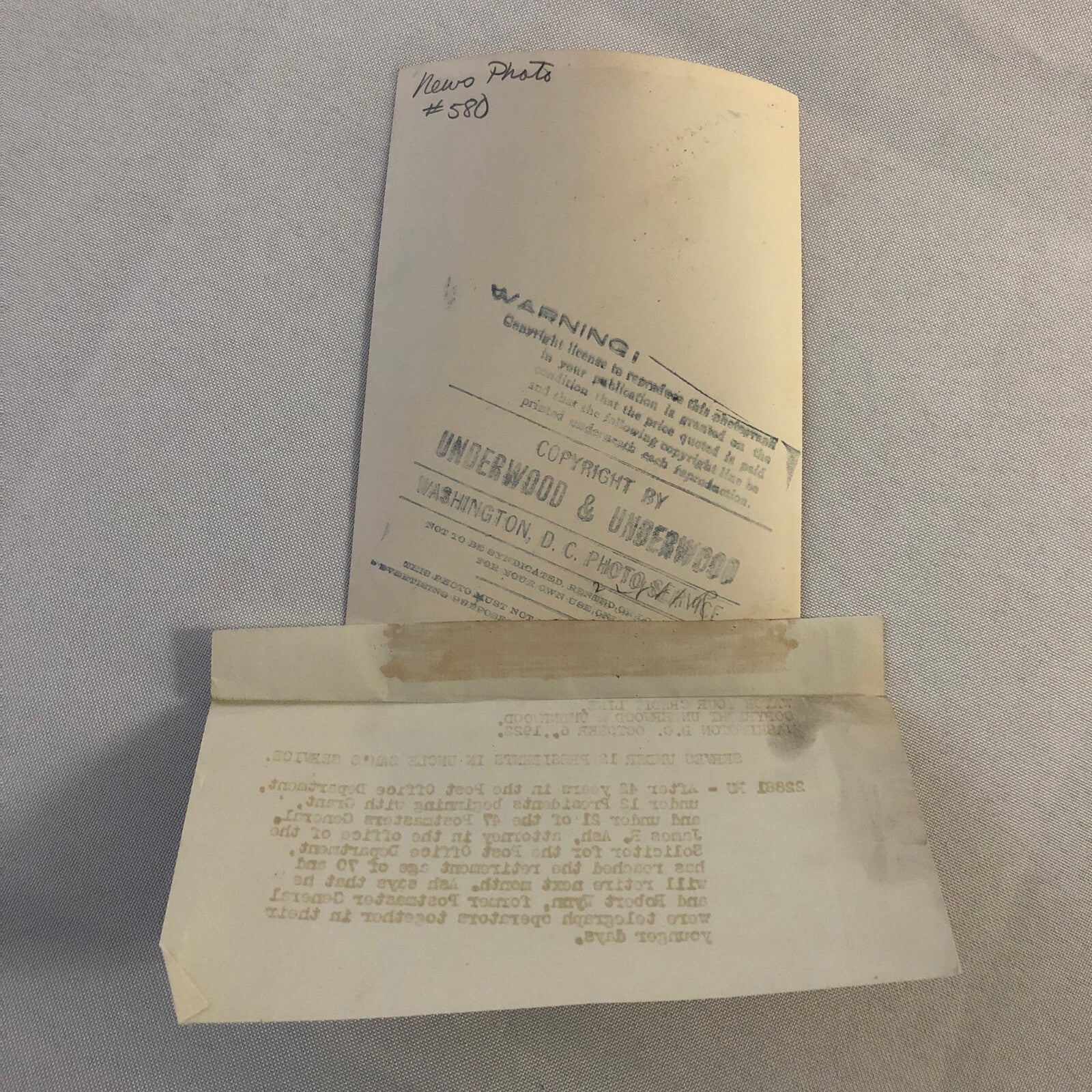 Press Photograph Photo Post Office Department Attorney Retires James R Ash