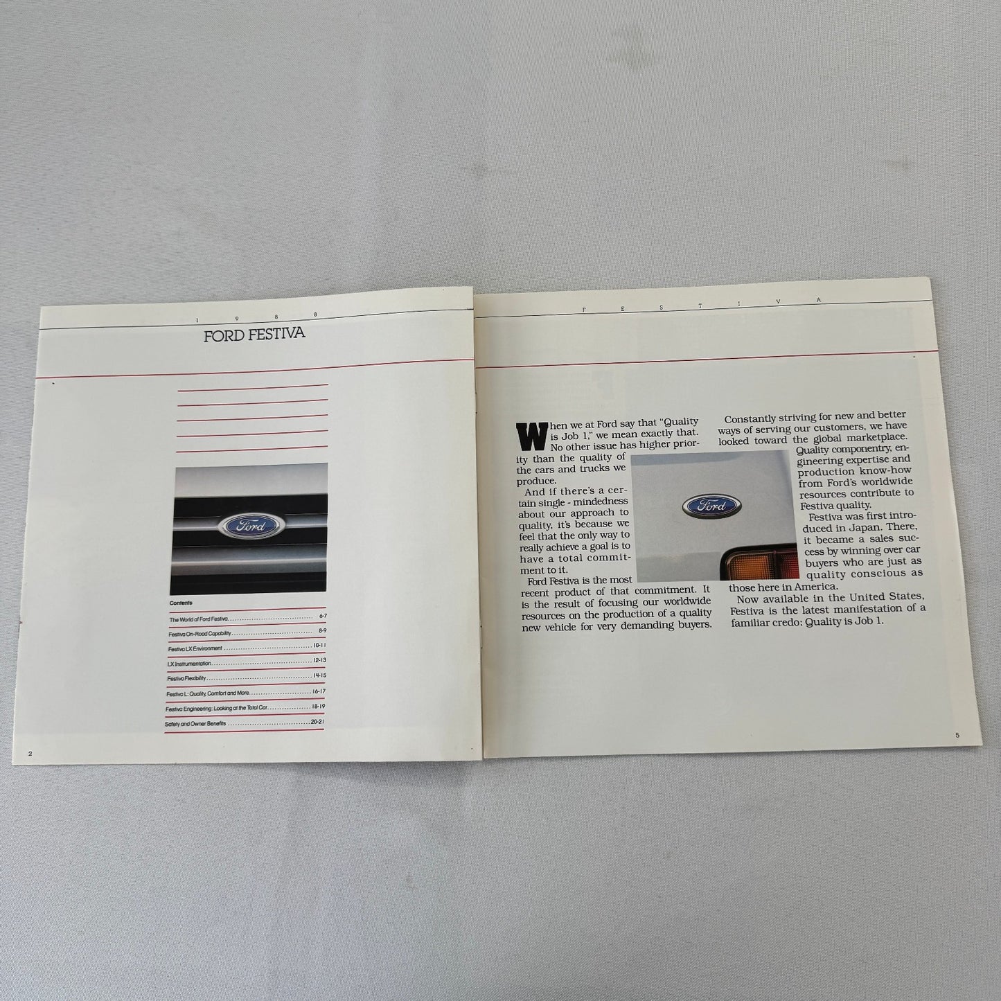 1988 Ford Festiva Car Sales Brochure Catalog Advertising