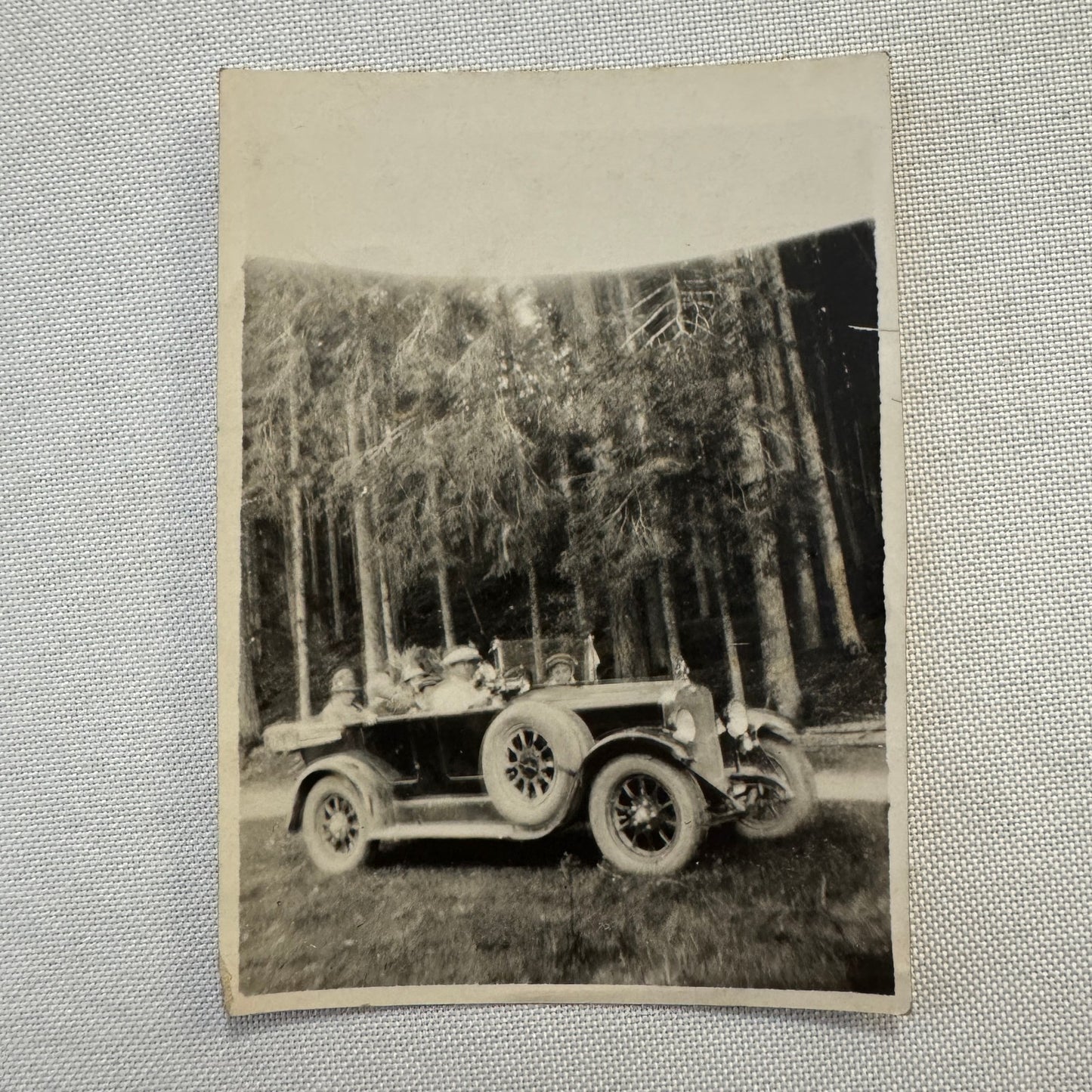Vintage Photograph Photo Print People in Early Car Automobile European