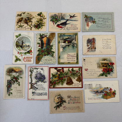 Antique Christmas & New Years Postcard Collection Lot Birds Flowers Xmas 100+