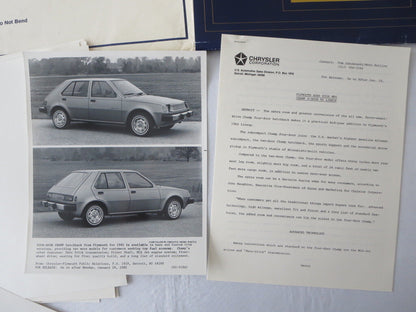 1982 Chrysler Plymouth Press Kit Convertible Town & Country Champ 
