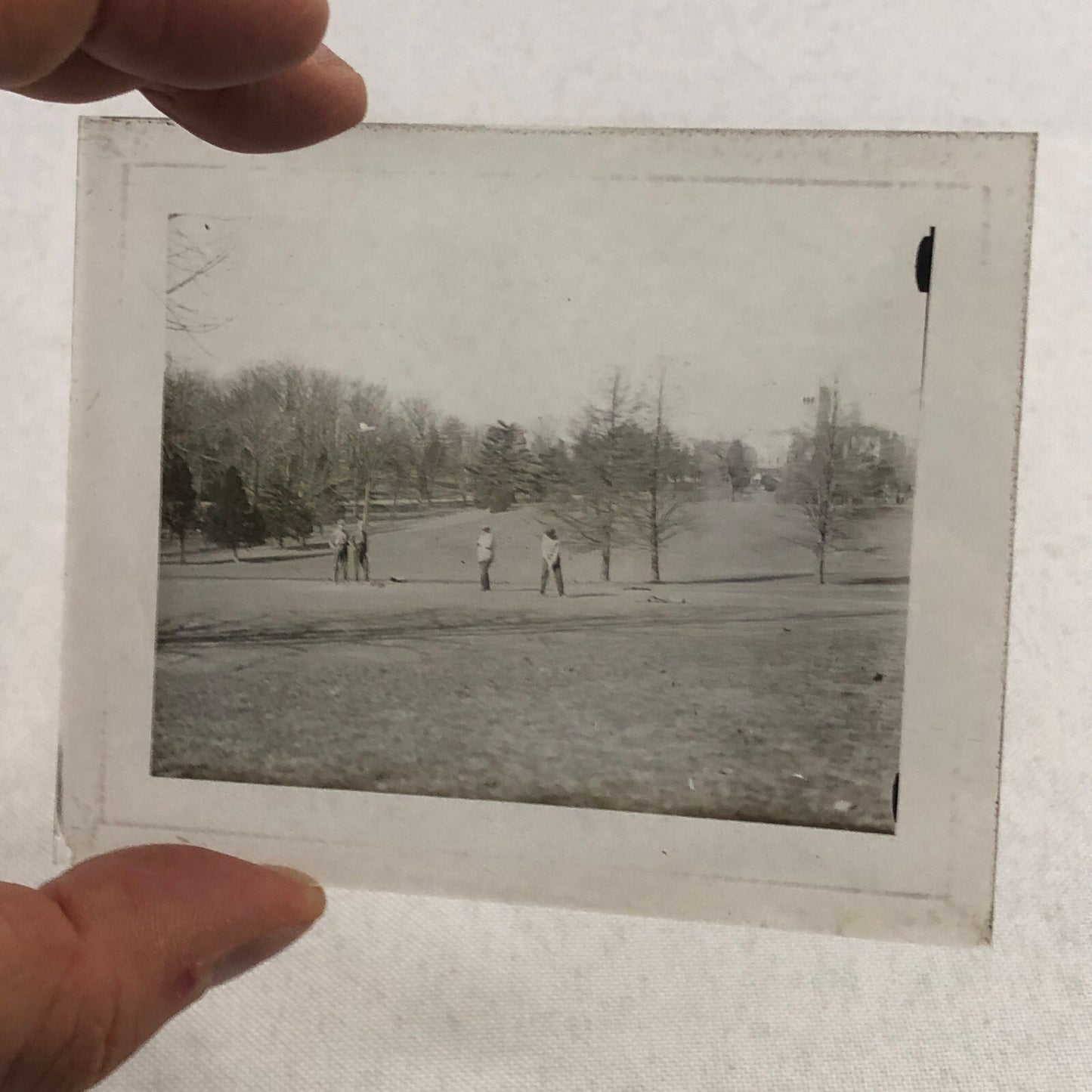 Antique Glass Plate Lantern Slide Photo Golf Golfers Golfing Golf Course