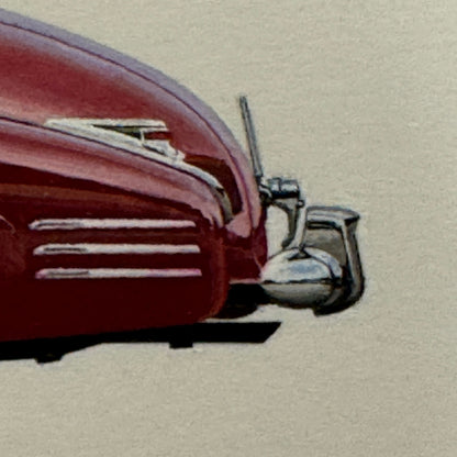 1941 Cadillac Convertible Coupe Car Illustration Art Drawing Vintage Miniature