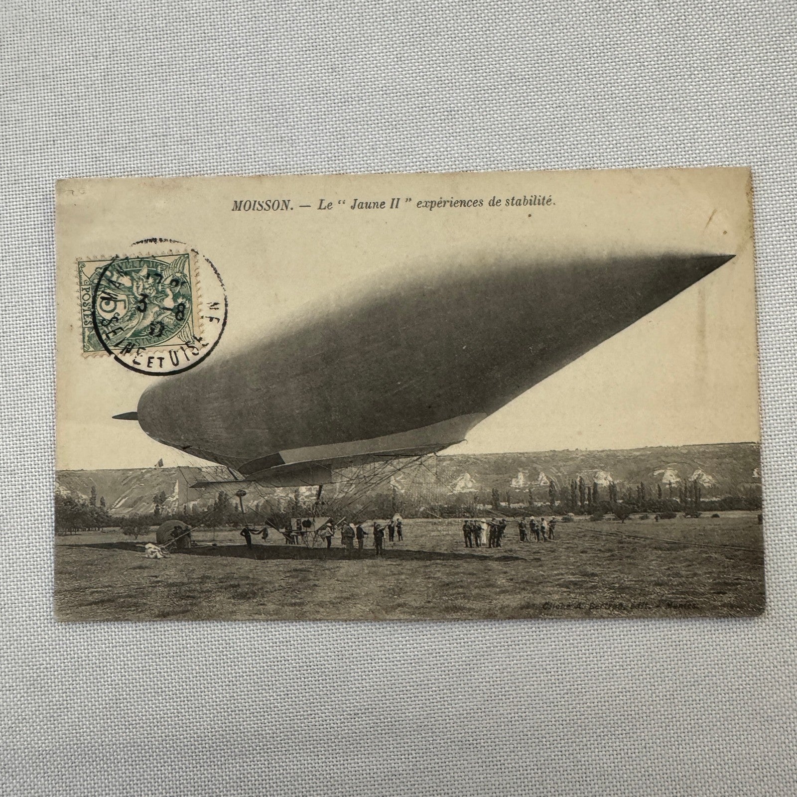 Vintage Zeppelin Airship Dirigible Postcard Post Card French Le Jaune II 1907