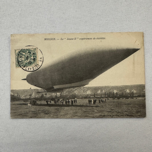 Vintage Zeppelin Airship Dirigible Postcard Post Card French Le Jaune II 1907