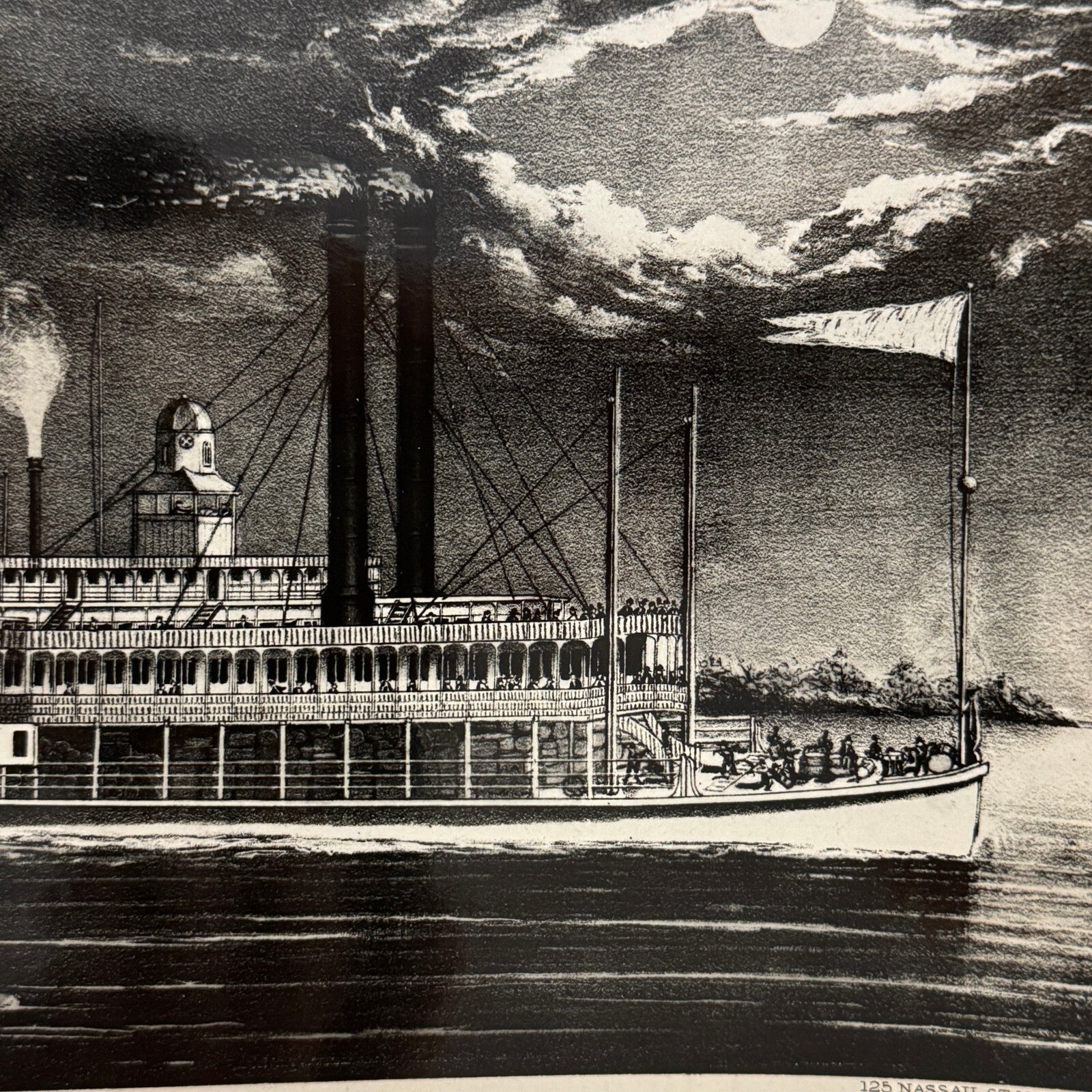 Vintage Photo Photograph Steamboat Boat Ship Mississippi Currier & Ives