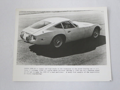Vintage Toyota 2000GT Sports Car Factory Press Photo Photograph Image 2000 GT 