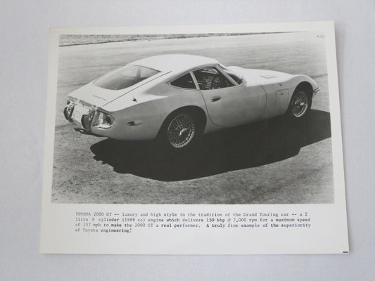 Vintage Toyota 2000GT Sports Car Factory Press Photo Photograph Image 2000 GT 