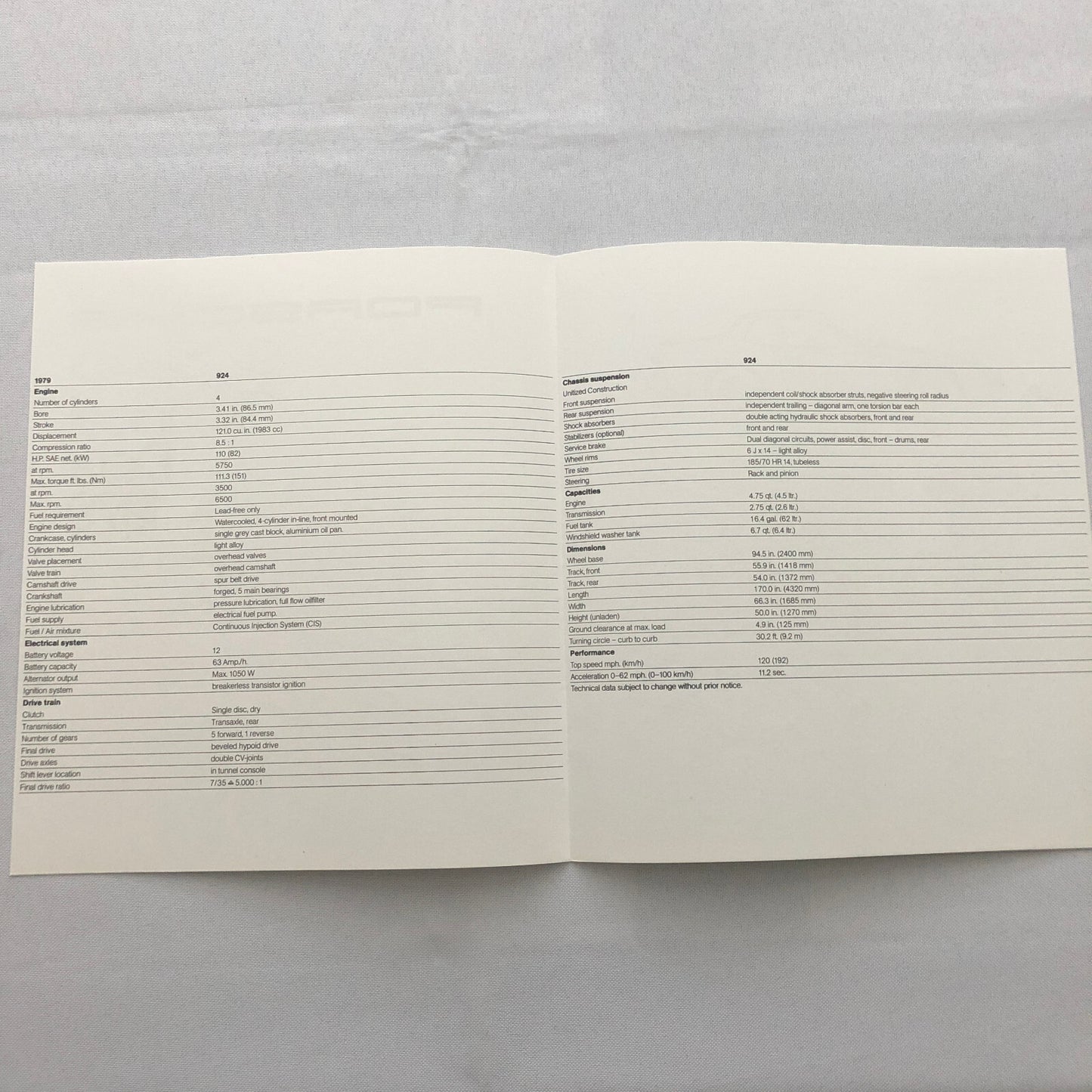 1979 Porsche 924 Sales Brochure Catalog Advertising Prospekt