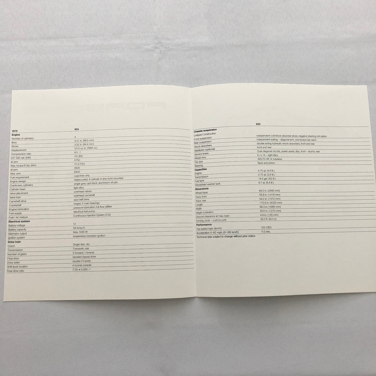 1979 Porsche 924 Sales Brochure Catalog Advertising Prospekt