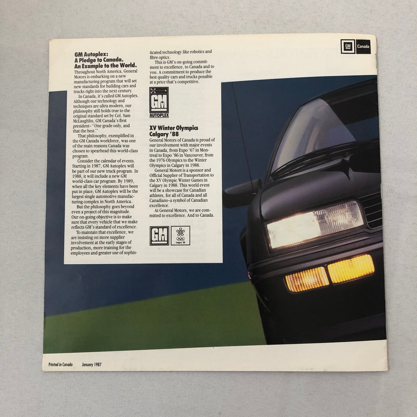 1987 Chevrolet Beretta Sales Brochure Catalog Advertising