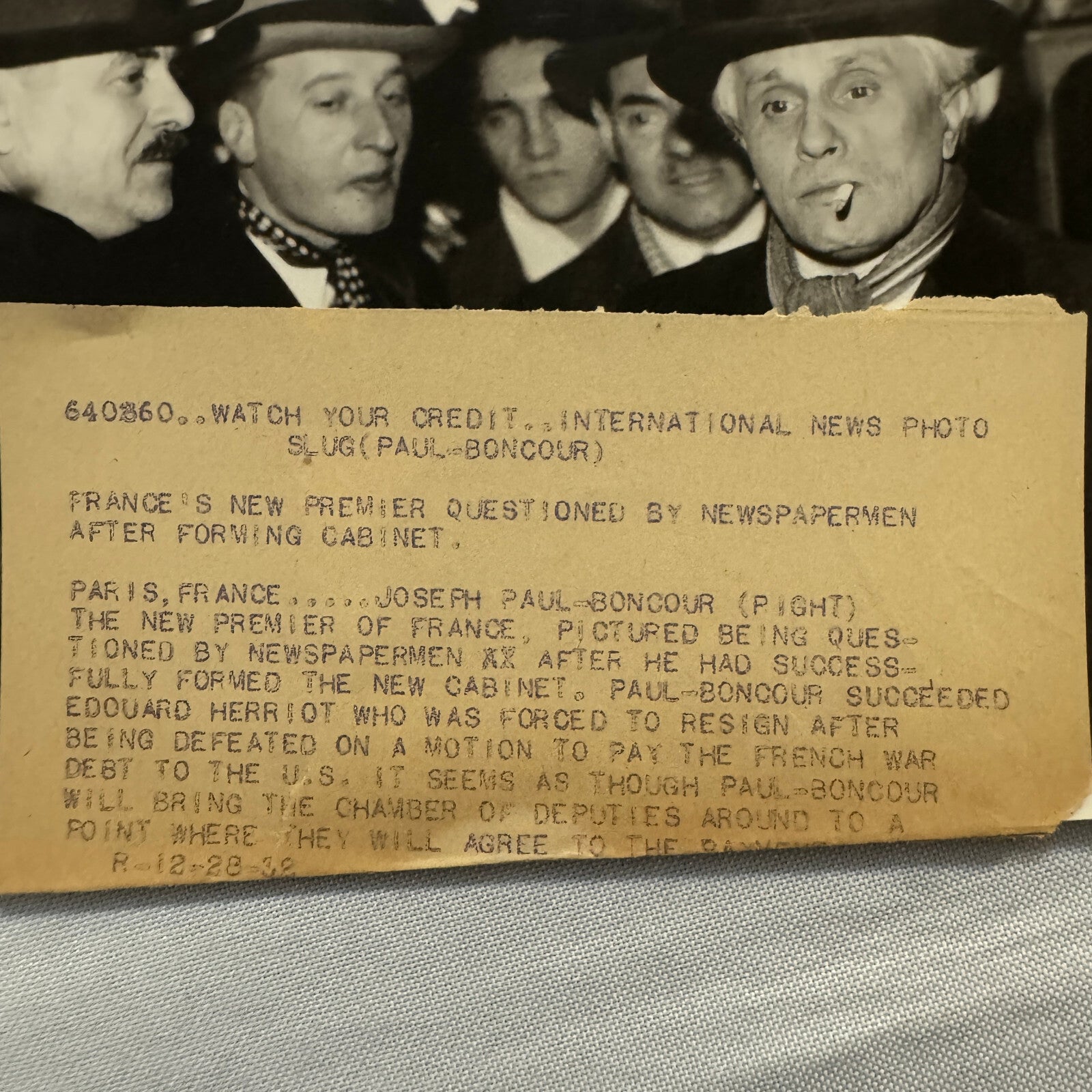 Vintage Press Photo Photograph Premier of France Joseph Paul Boncour