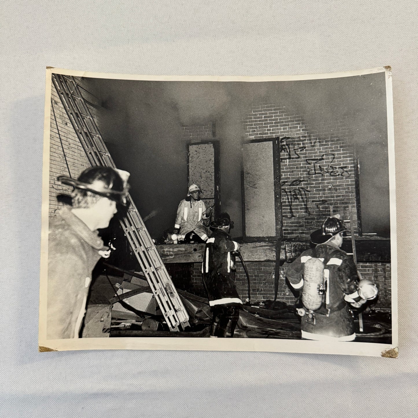 Firefighting Fire Fighter Fire Photo Photograph Print Vintage