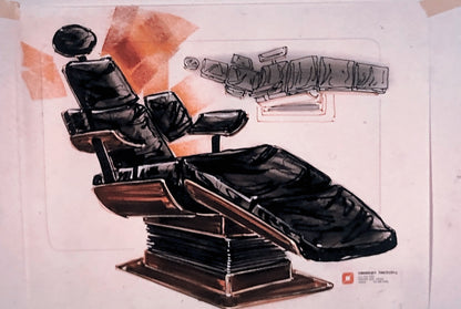 35MM Vintage Photo Slide Product Design Sketch of Dentist Dental Chair