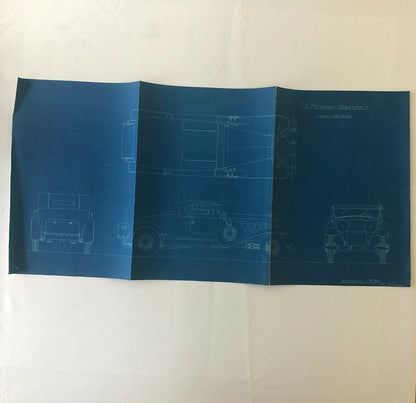 1930 Coachbuilder Car Design Blueprint Rendering Blue Print Roadster Body Style