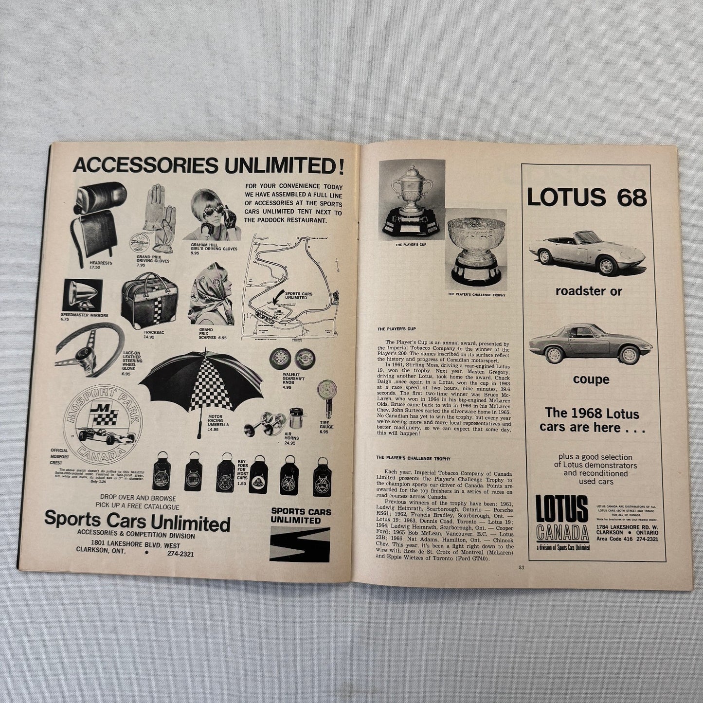 1967 Can Am Racing Program Players 200 Mosport Canada CanAm Bruce McLaren +