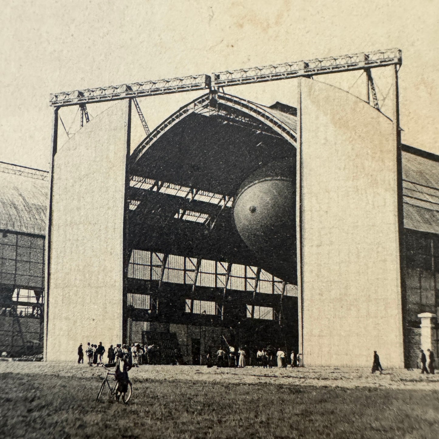 Vintage Zeppelin Airship Dirigible Postcard Post Card French Louvroie Hangar
