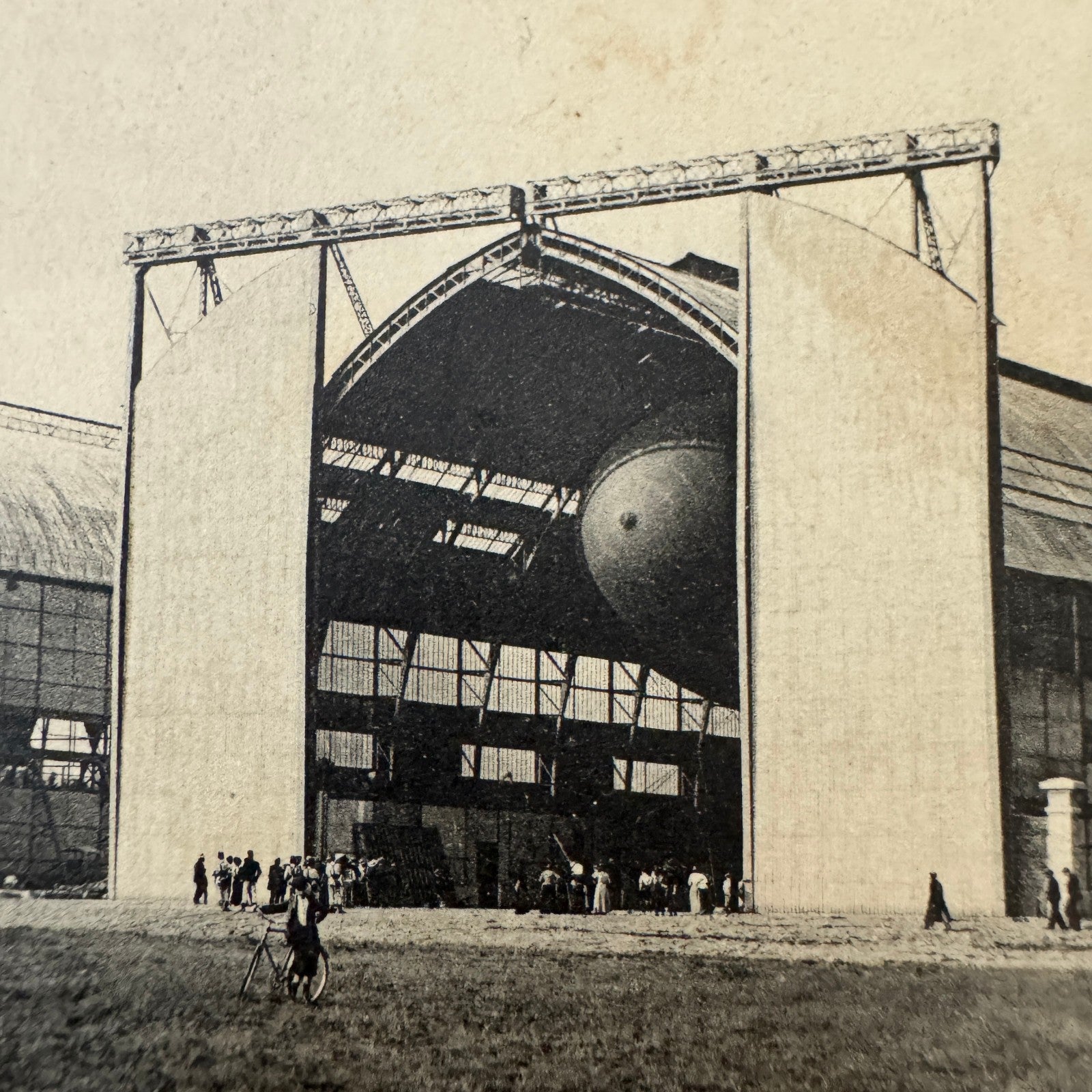 Vintage Zeppelin Airship Dirigible Postcard Post Card French Louvroie Hangar