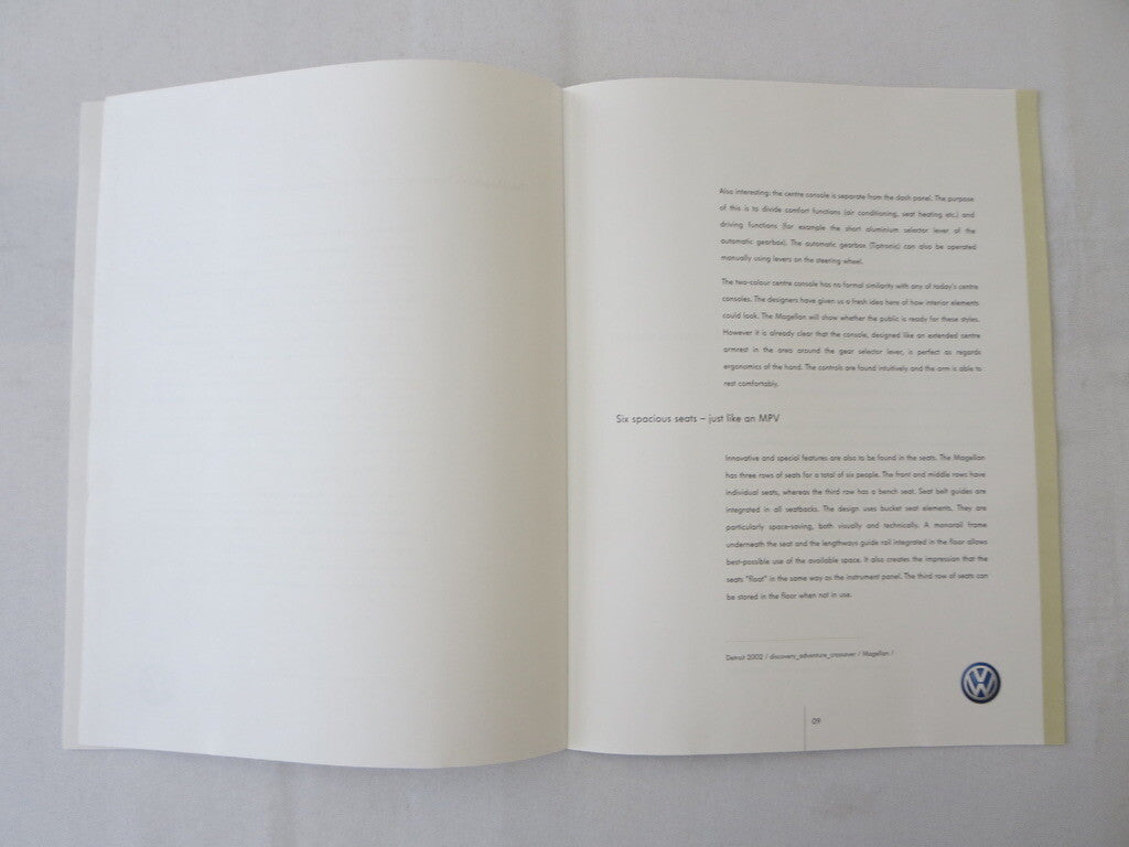 2002 Volkswagen VW Magellan Concept Car Press Kit Brochure Catalog