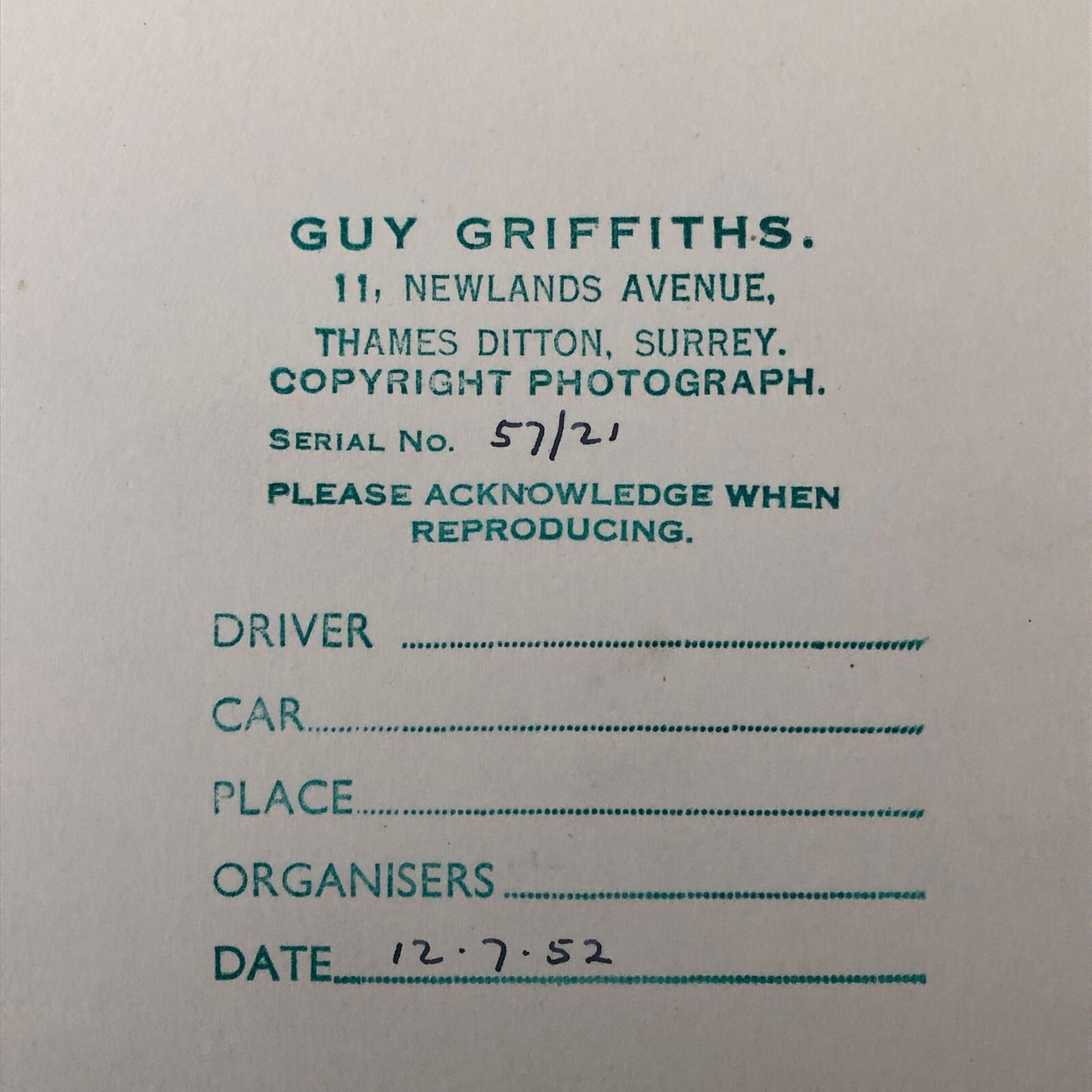 Vintage Car Racing Photo Photograph Print Alfa Romeo & Italia Cars 1952 