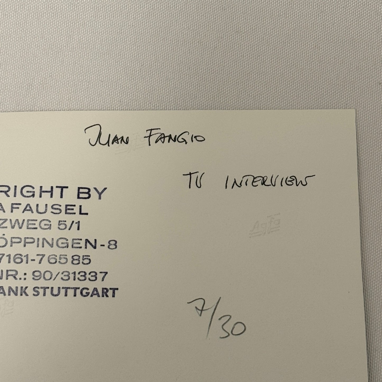 Vintage Racing Photo Juan Manuel Fangio Rome Grand Prix F2 Race Italy Motorsport