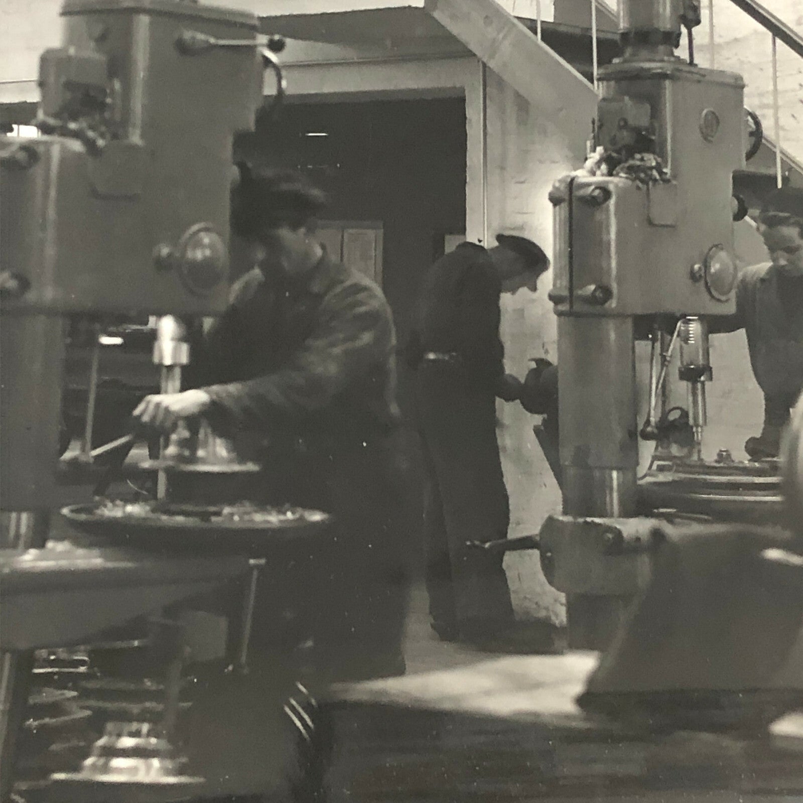 Antique Vintage Photograph Factory Workers with Manager - Denmark Ergo Trailer